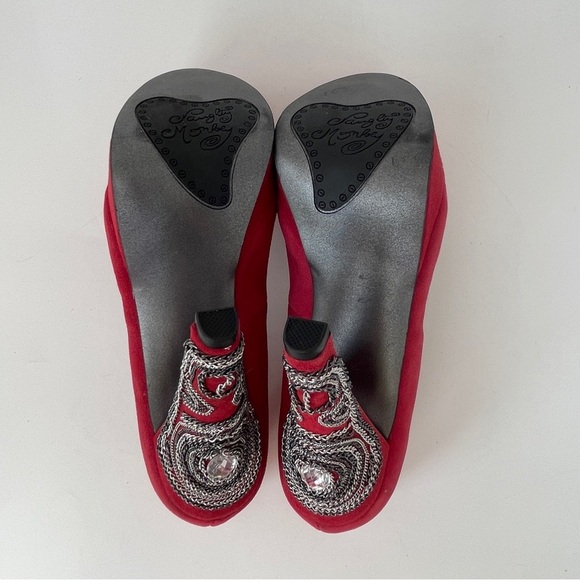 Naughty Monkey Red Suede Heels with Platform Sole - Picture 12 of 14